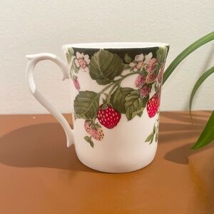 Elite Fine Bone China Strawberry Botanical Porcelain Mug Made in England